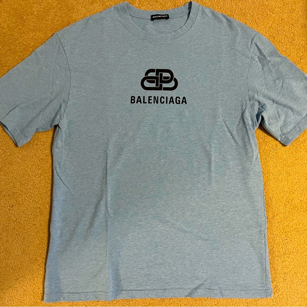 Balenciaga Light Blue BB Logo T-shirt